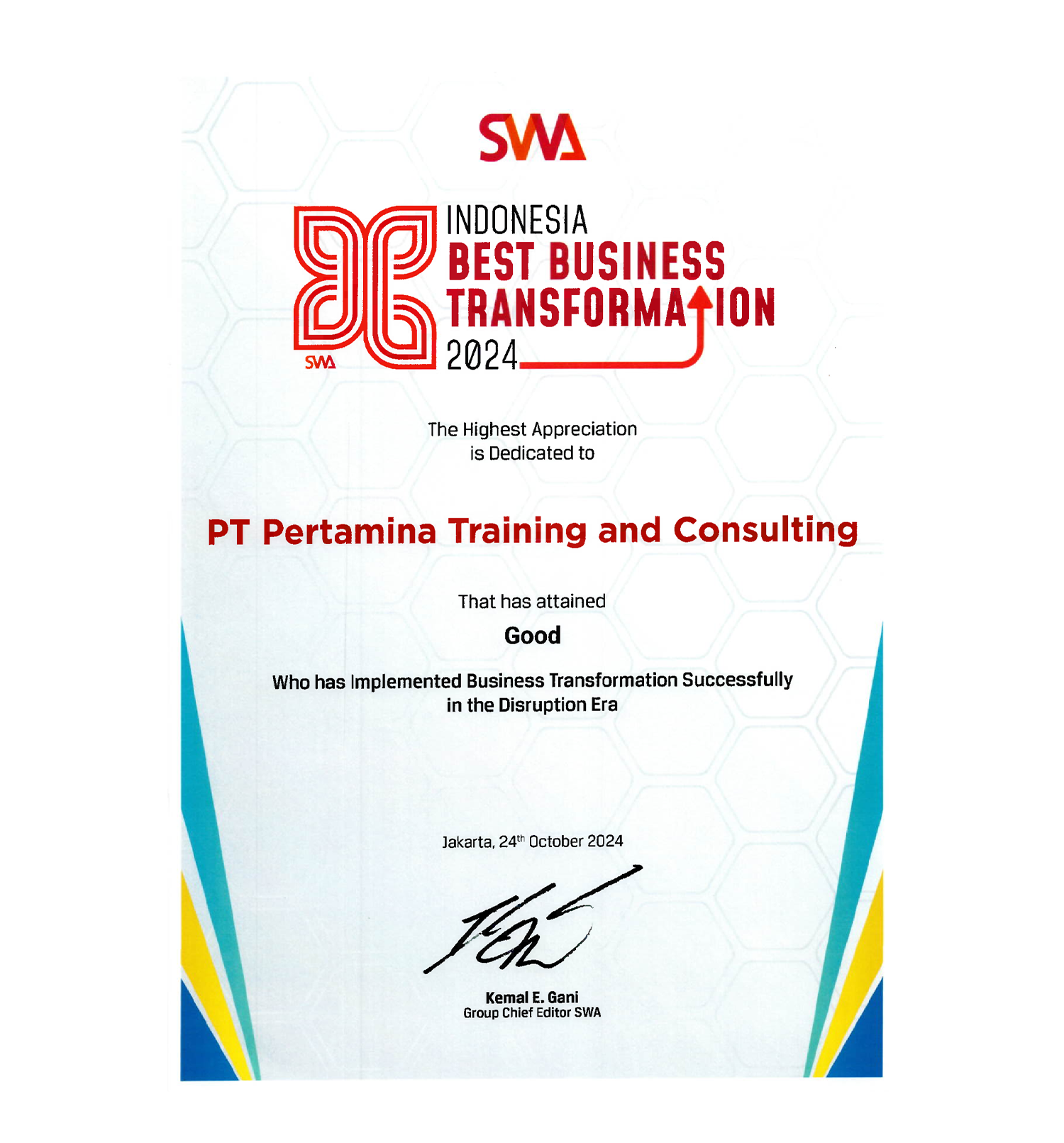 Indonesia Best Business Transformation Award 2024