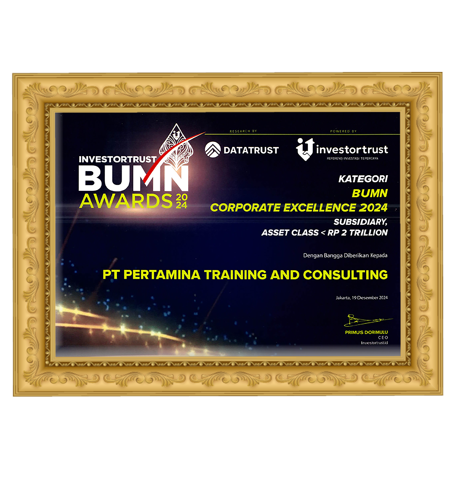 BUMN Corporate Excellence 2024 Award - Subsidiary, Asset Class < Rp 2 T